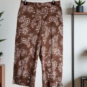 Alfred Dunner Brown Paisley Chinos Pants Womens Size 16